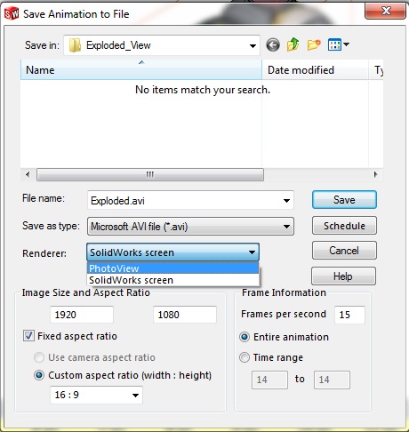 SOLIDWORKS animation settings